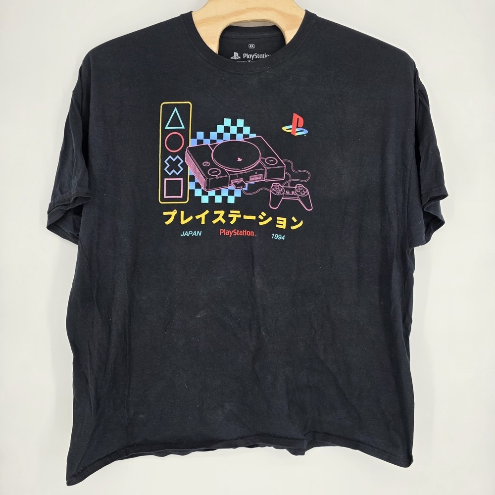 PlayStation Shirt Mens 4X Black Gamer Japan 1994 Video Games Action Controller